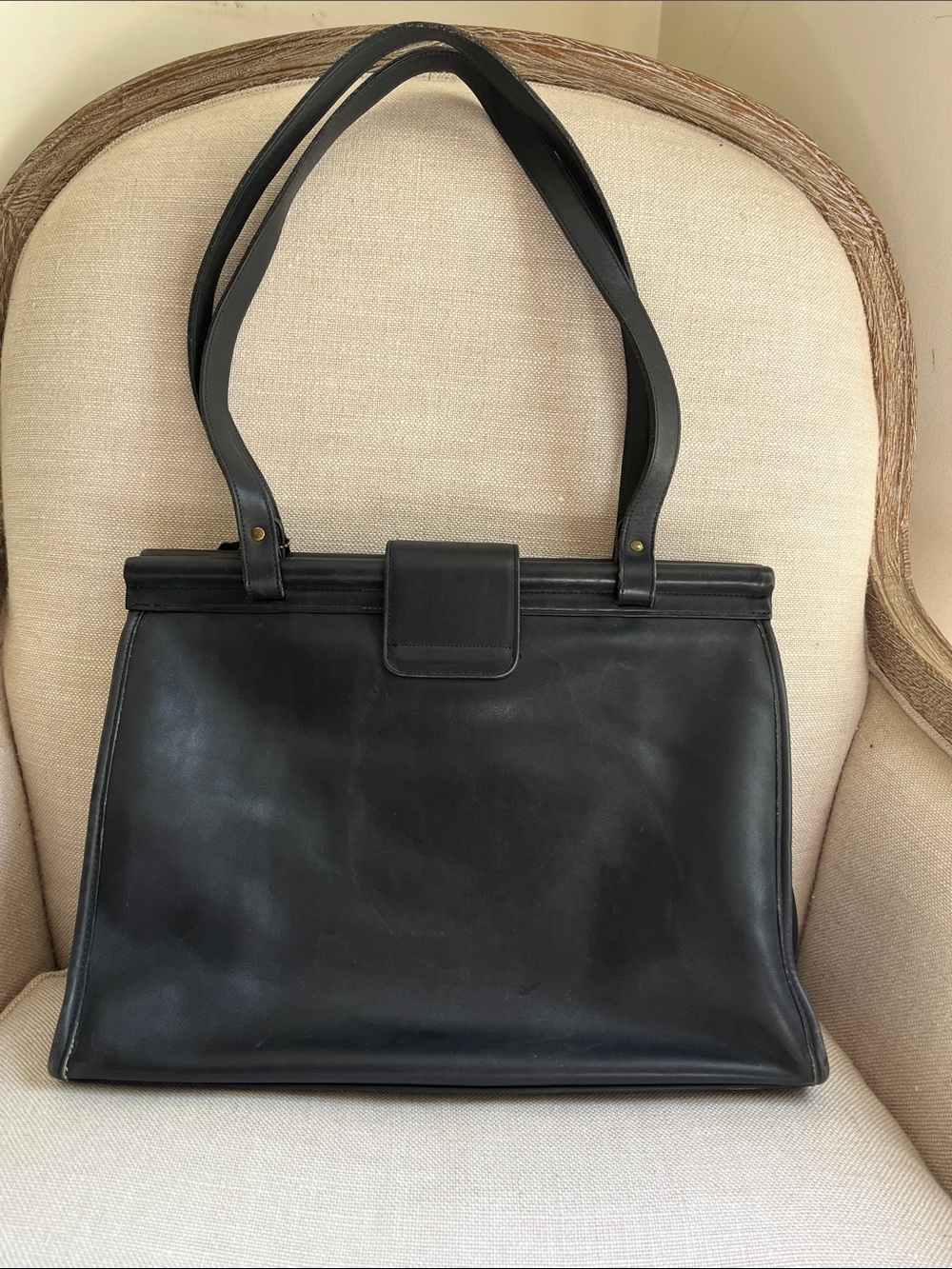 COACH Vintage Barclay Briefcase Shoulder Bag Black Leather 9096 - Picture 4 of 16
